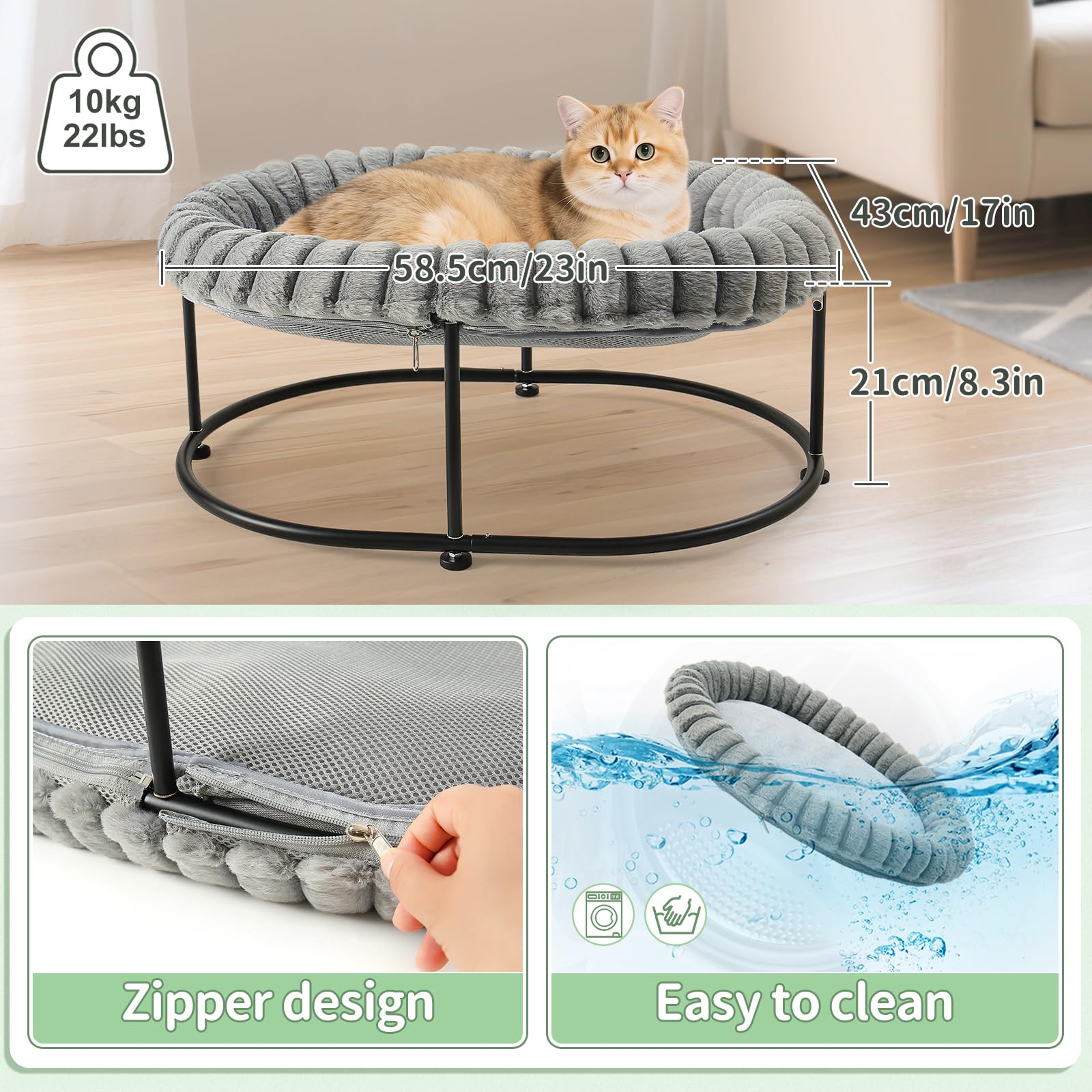 GUUSII HOME Hangmat voor katten, ramen, hangmand, katten in bed, radiator, rek, kattenligstoel, robuust, eenvoudig te monteren en te verplaatsen, geen zuignap, balkon, tot 18 kg, 63 x 38 cm (groen, L