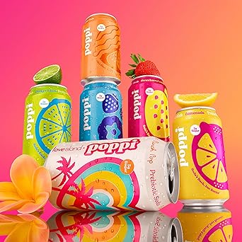 Poppi Prebiotic Soda, Sparkling Water & Fruit Juice, Bombshells, 12 Oz, 12 Pack