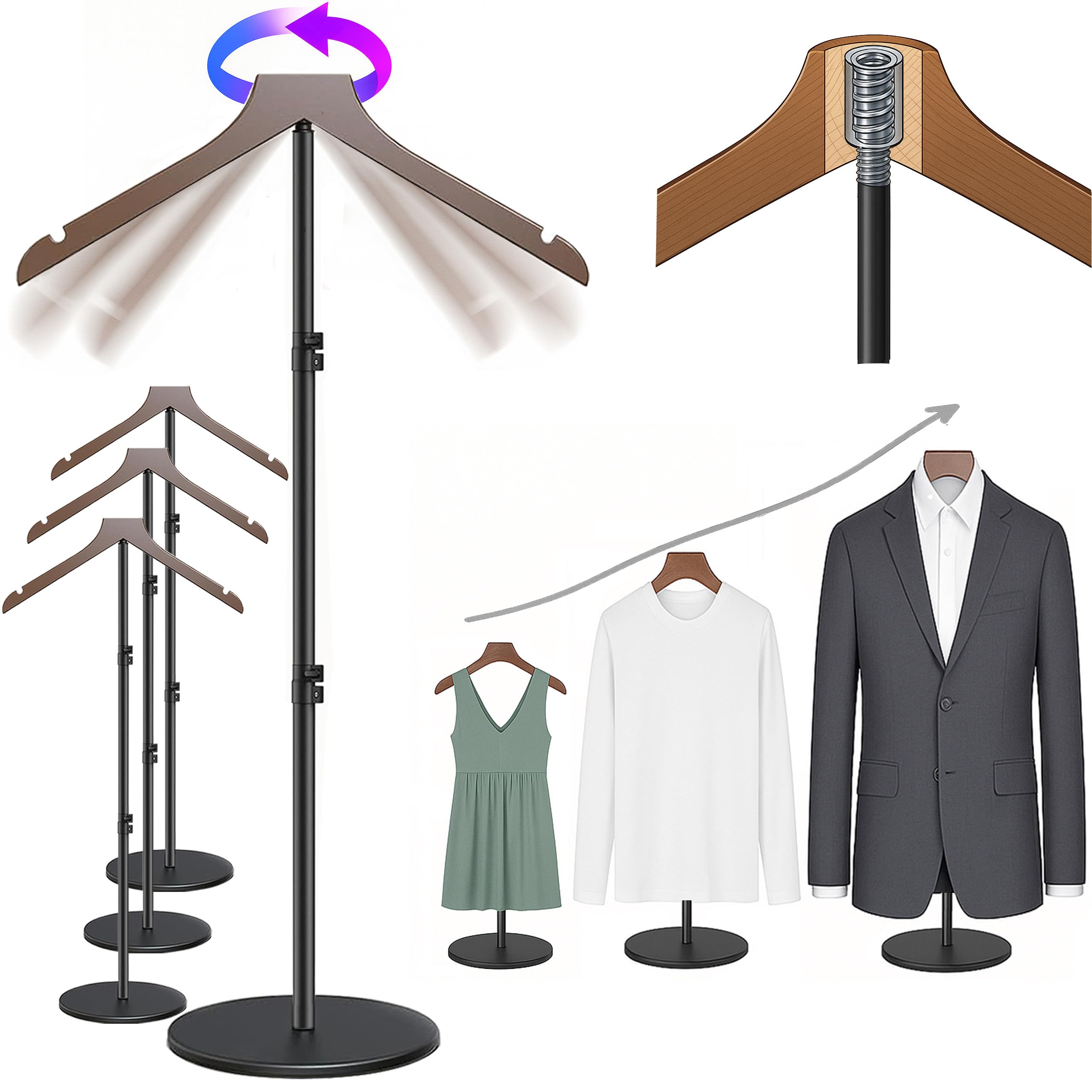 4-Pack Adjustable T-Shirt Display Stands (19-44.5"): Versatile Boutique Mannequins for Retail & Photo Shoots