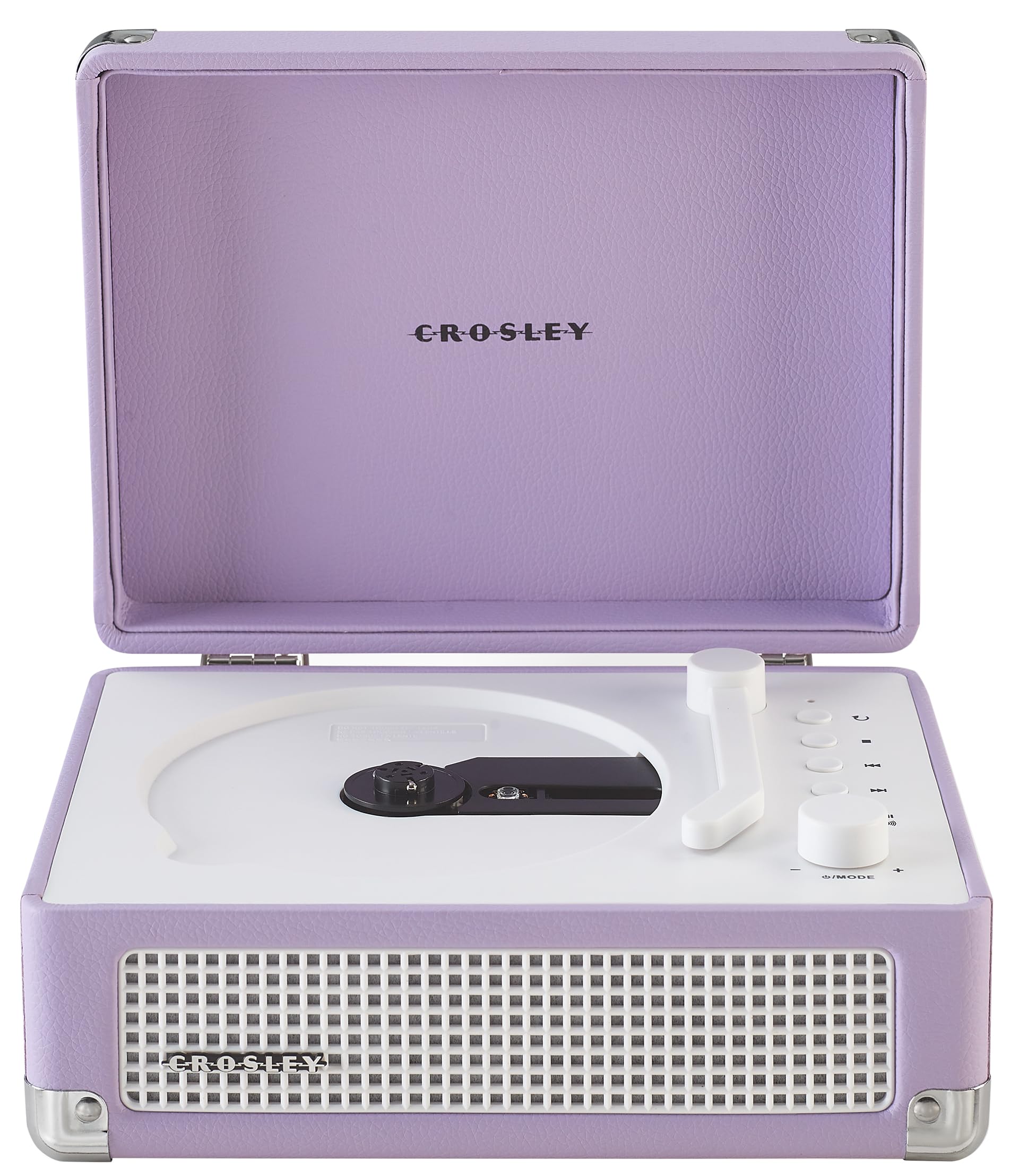 Crosley CR3505A-LN Cruiser Retro tragbarer CD-Player mit Stereo-Bluetooth-Lautsprechern und FM-Radio, Lavendel