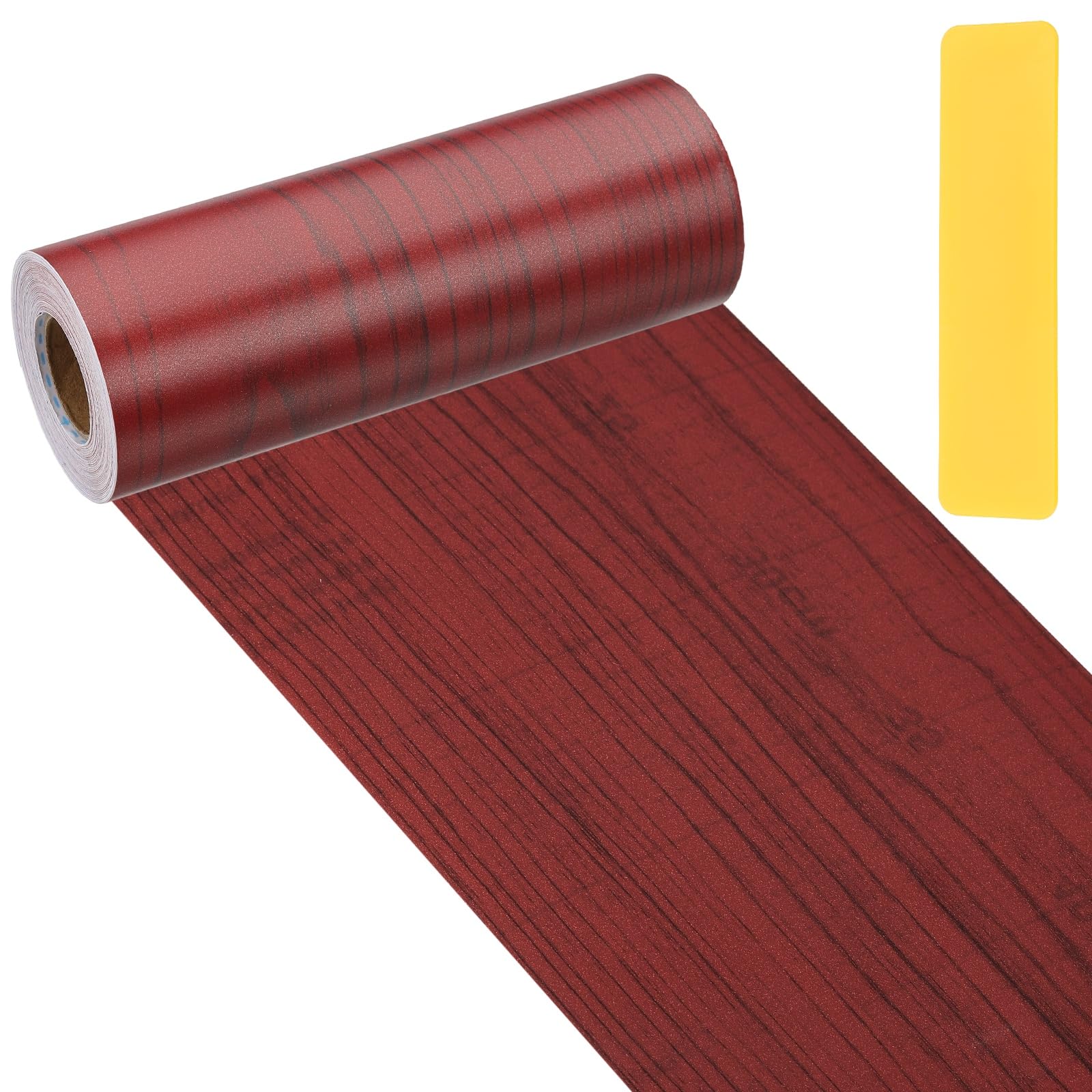 PATIKIL Wood Grain Repair Tape 15cm x 33ft, Self Adhesive Realistic Textured Repair Patch Peel and Stick Wood Tape with Scraper for Floor Door Window Furniture Table Red