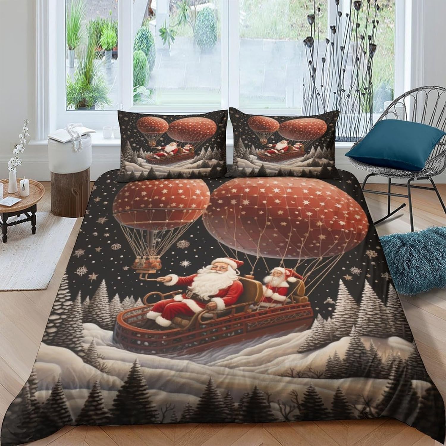 Ensemble de literie enfants Noël 240x220 cm avec housse de couette 3D et taies