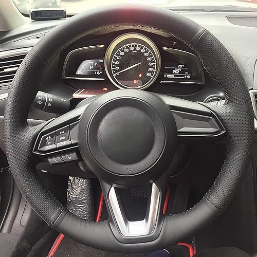 Miniatura 2 de Funda para volante, para Mazda 6 CX-3 CX3 CX-5 CX5 CX-9 2017 2018, personaliza bricolaje costura a mano de cuero cosido a mano