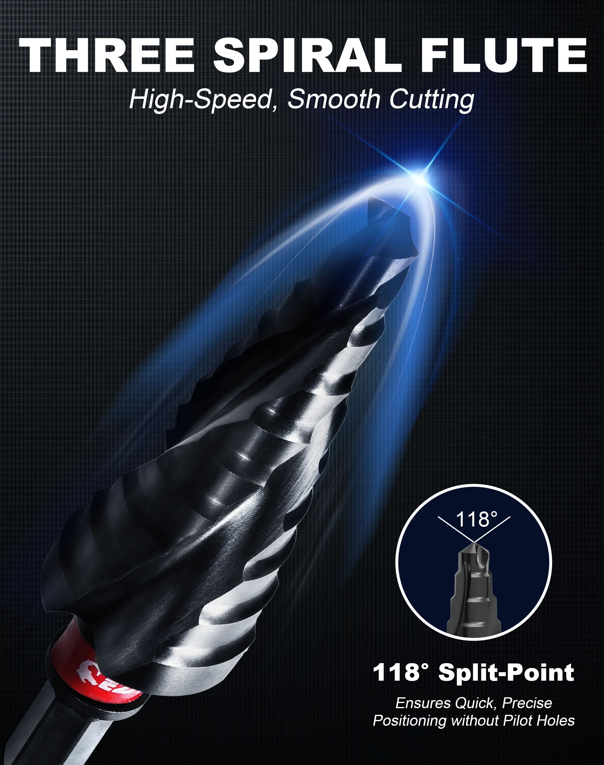 EZARC 3-flute Step Drill C-shape Cutting Edge European Standard 4-32mm 15 Sections, 4-32 mm - Image 4