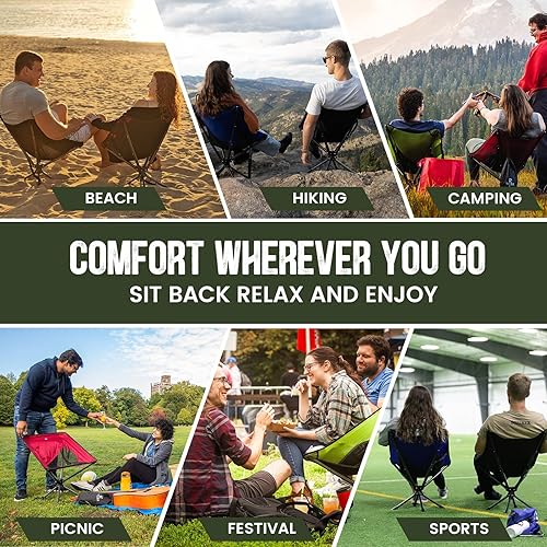 Miniatura 6 de TCEK Silla portátil giratoria mejorada pequeña silla plegable compacta para adultos que se instala en 8 segundos, silla ligera al aire libre para