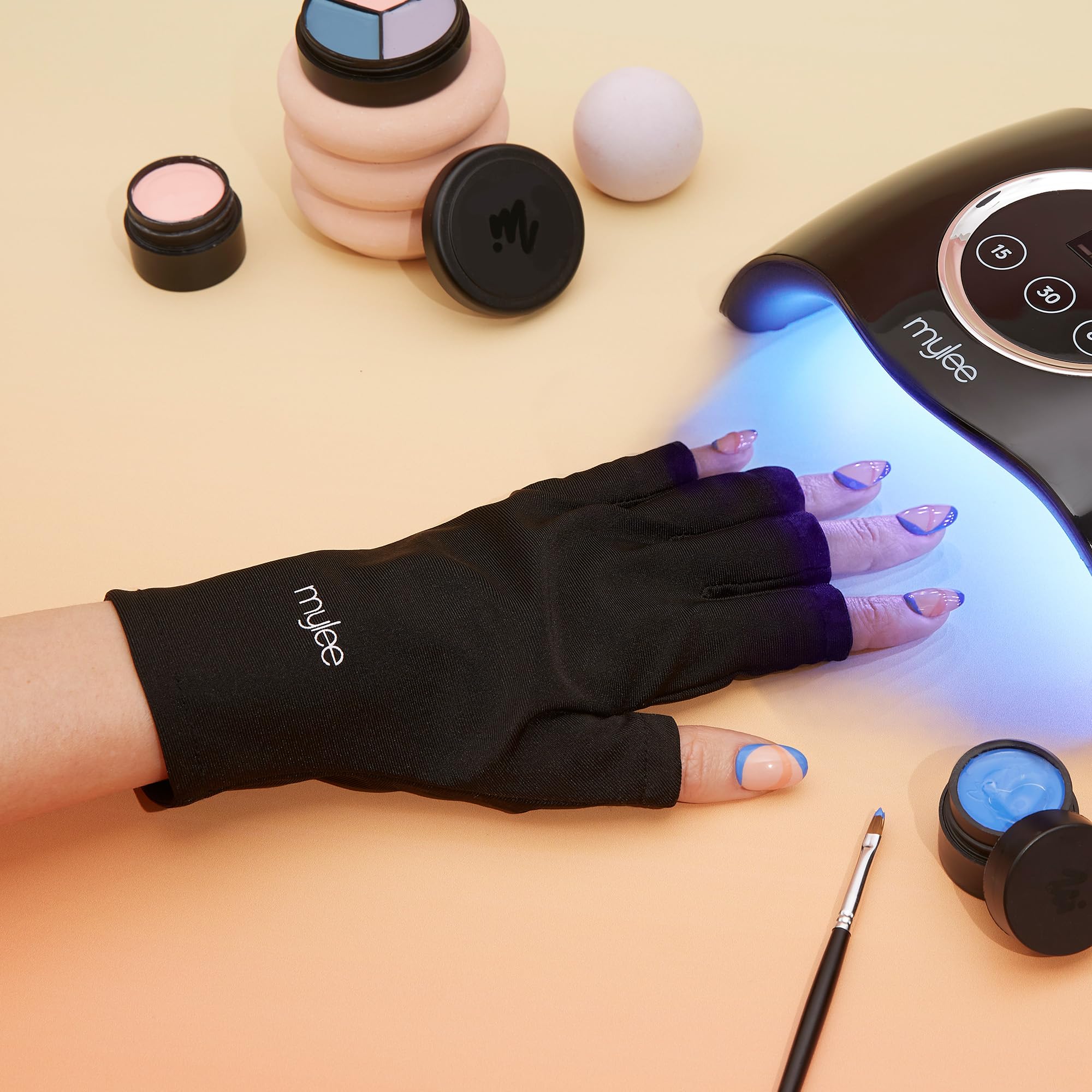 Mylee Guanti Protezione Raggi UV per Manicure Gel, 2x Guanti Neri Senza Dita per Smalto Semipermanente con Protezione UV UPF 50+, per Proteggere la Pelle Durante Manicure in Gel con Lampada per Unghie