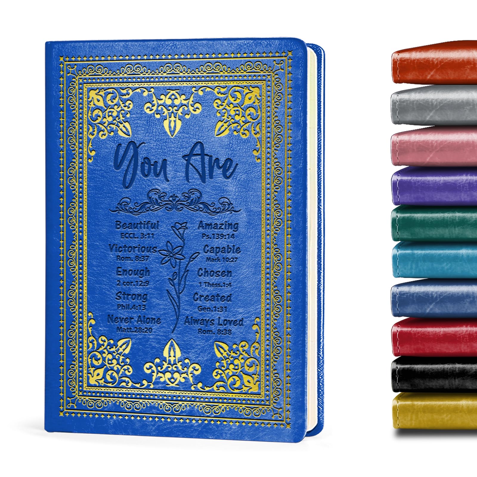 Dark Blue A5 Lined Leather Journal Notebook,Inspirational Christian Gifts Hardcover Executive Notebooks for Men Women,200 Pages 100 Gsm Thick Ruled