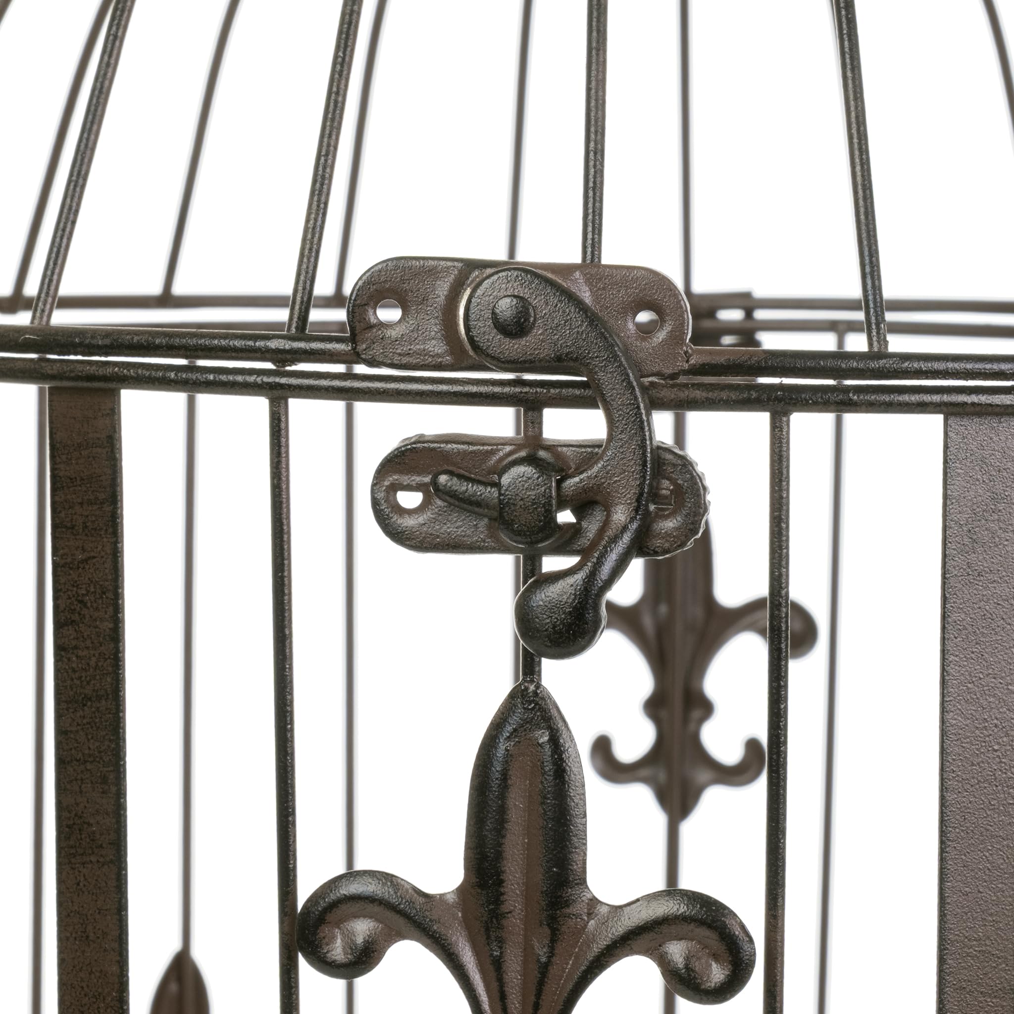 Dekorativer Vogelkäfig 2er Set aus Metall antik braun Vintage Deko Käfige groß 56 x 25 cm klein 45 x 19,3 cm zum Stellen oder Aufhängen für Innen und Außen