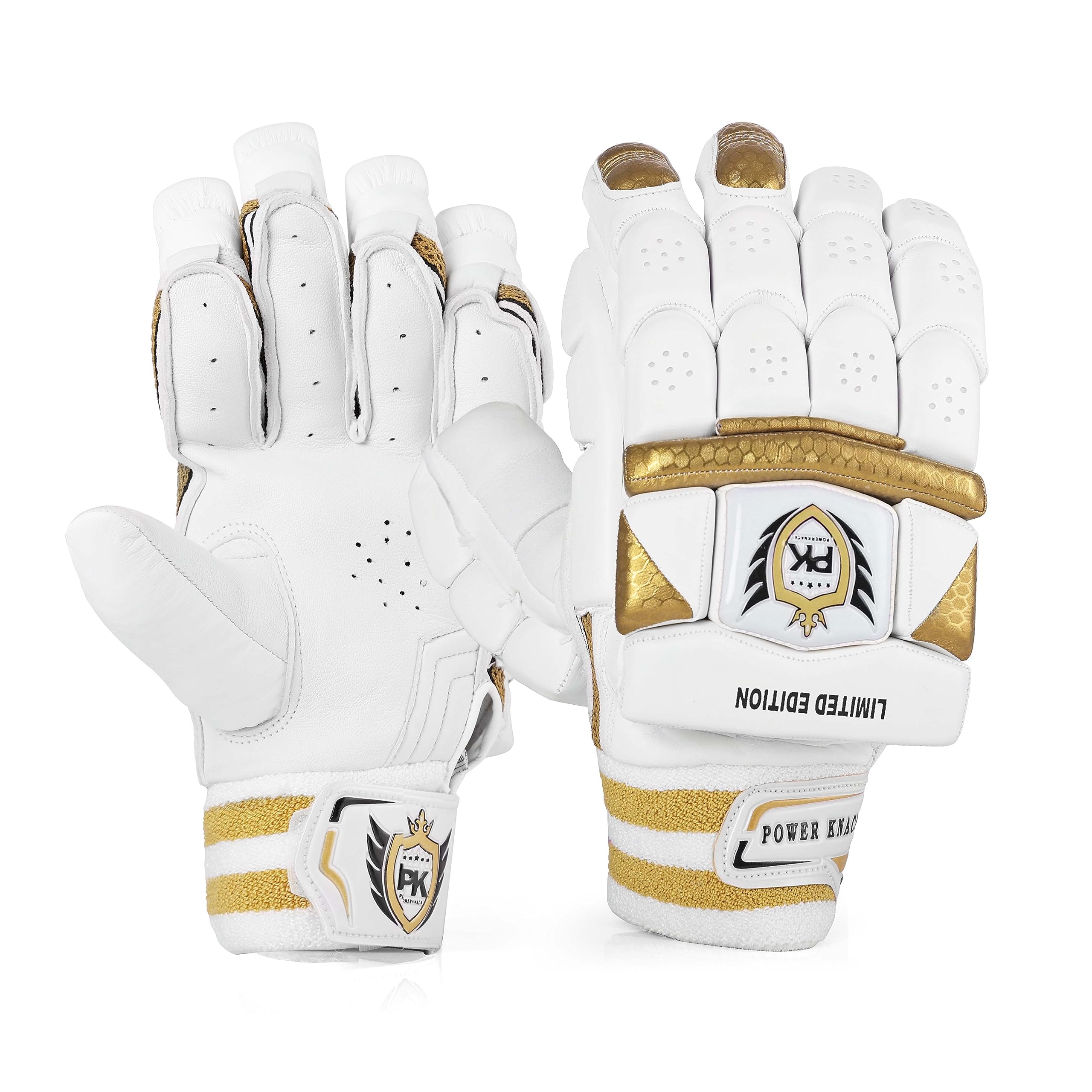 Power Knack Advanced Cricket Batting Gloves (Player Edition), White and Gold-image-41
