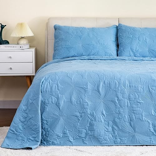 Juego de edredón reversible de 3 piezas, colcha cosida, tamaño TwinTXL, juego de edredón ligero relleno de algodón, colcha de microfibra suave con