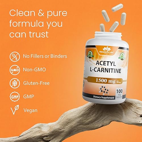 Miniatura 6 de Acetil L-carnitina (ALCAR) 1500 mg por porción – 100 cápsulas – Sin OMG, sin gluten, vegano