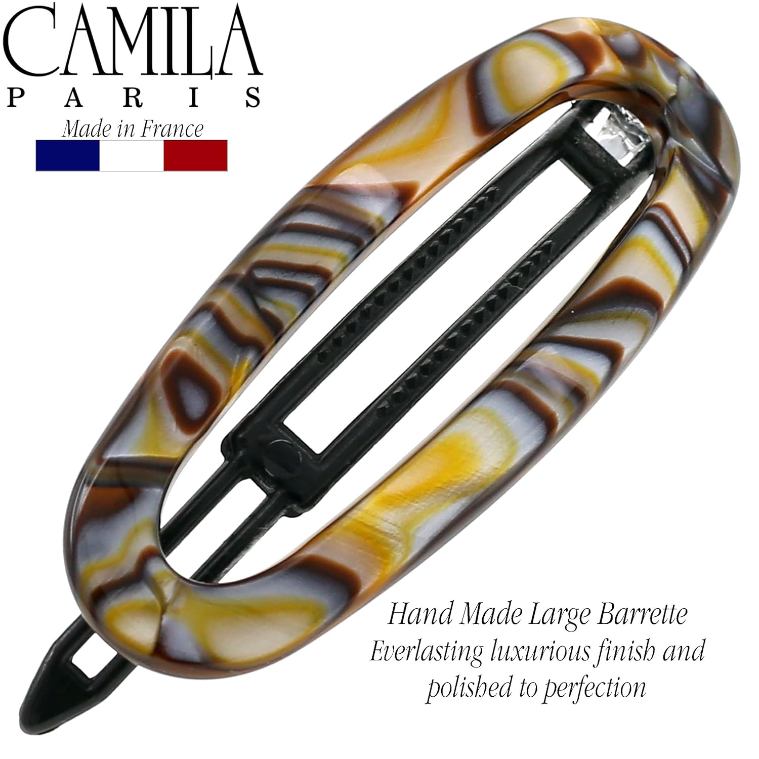 Camila Paris CP3365 French Hair Barrette Clip for Women, Handmade, Onyx, Slide-in Metal-Free Closure, Strong Hold Grip Hair Clips for Girls, No Slip Durable Styling Hair Accessories, Made in France - Image 4