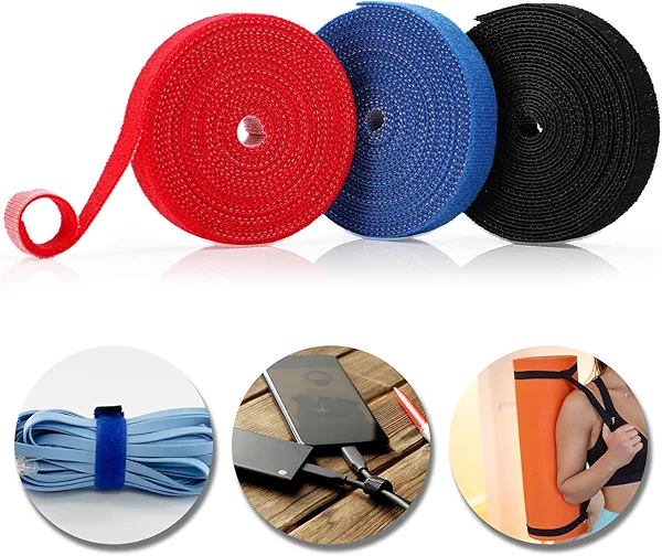 Cable Management Straps 9.8 FT*0.5"*3 Hook and Loop Tape Cuttable Cable Ties Reusable Cord Organizer Securing Strap for USB Data Cables zip tie for Ethernet Cable Nylon Strap