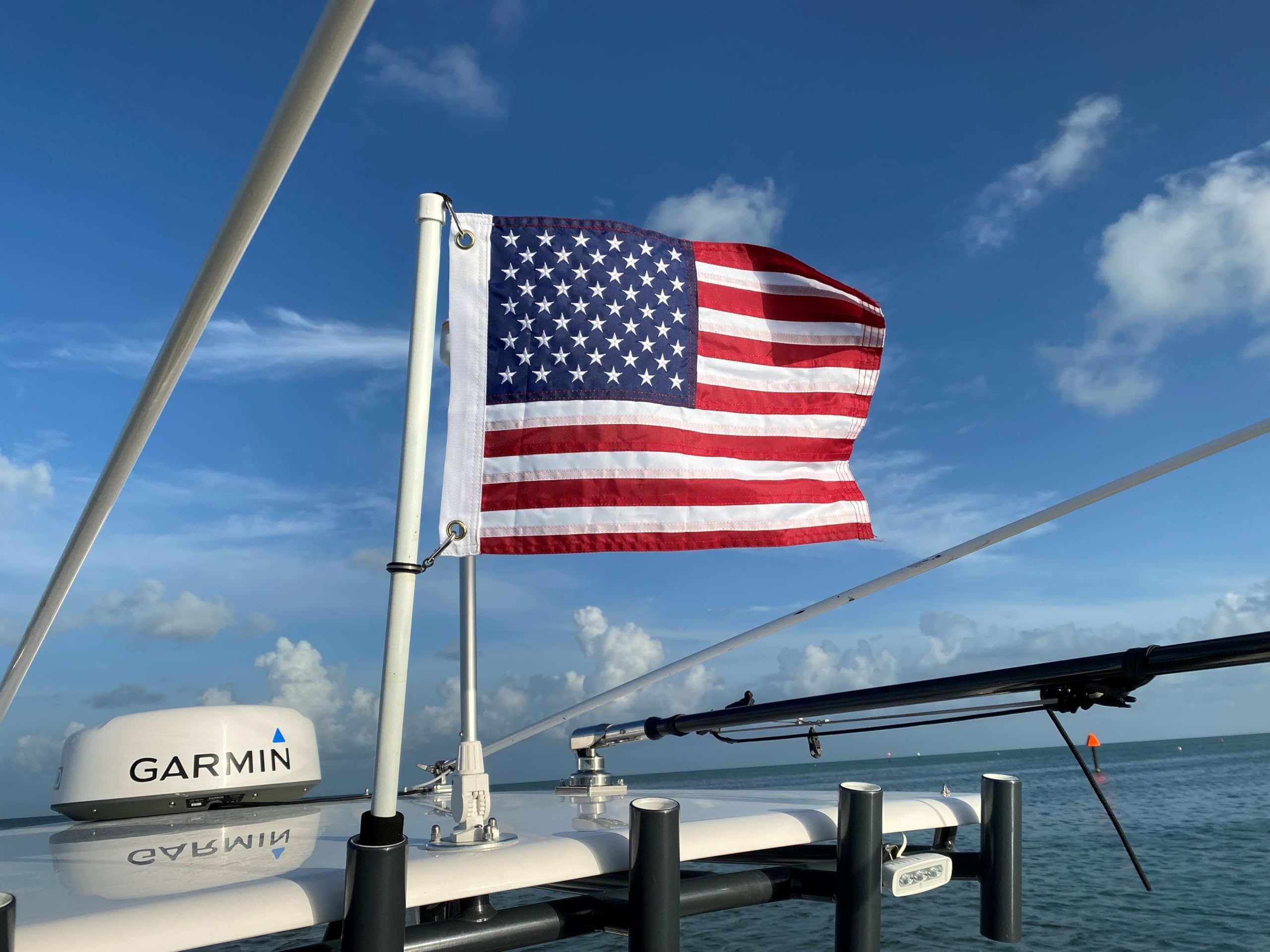 Rod Holder Flagpole with American Flag, Boating flag pole