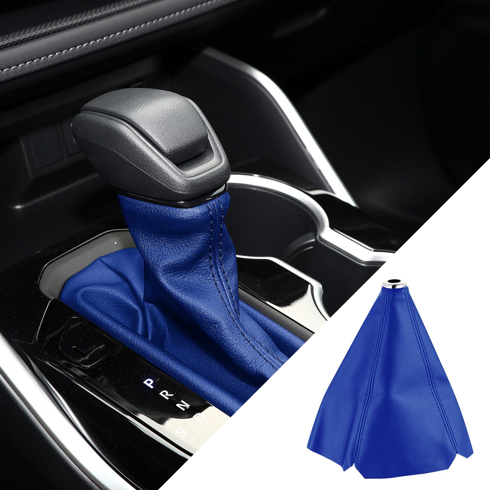 Suede Leather Shift Knob Boot Dust Cover, Manual/Auto Shifter Boot Sleeve Replacement, Universal Car Interior Accessories Handbrake Gaiter (Blue)