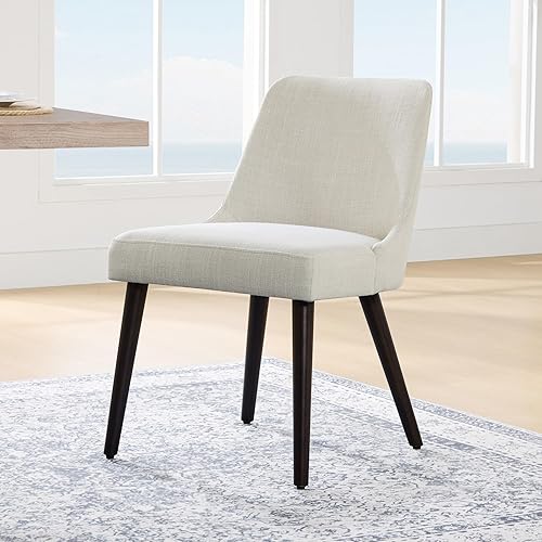 Miniatura 10 de CHITA Mid-Century - Silla de comedor moderna, sillas de tela tapizadas, juego de 2, piel sintética en negro (gris oscuro) Negro en piel