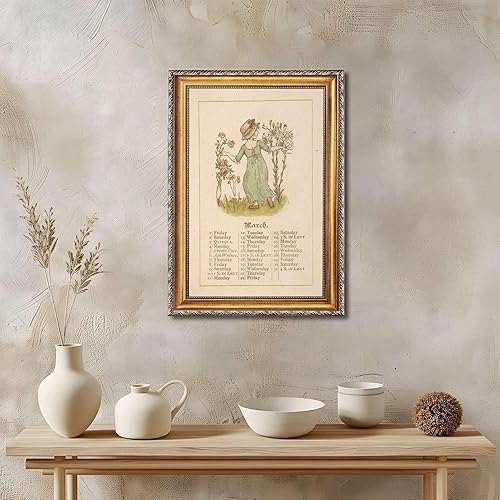 Miniatura 5 de Vintage Framed Woman with Flowers Wall Art, Canvas Print Oil Paintings Reproduction World Classics, Retro Style Poster Painting Pictures, Cute Home