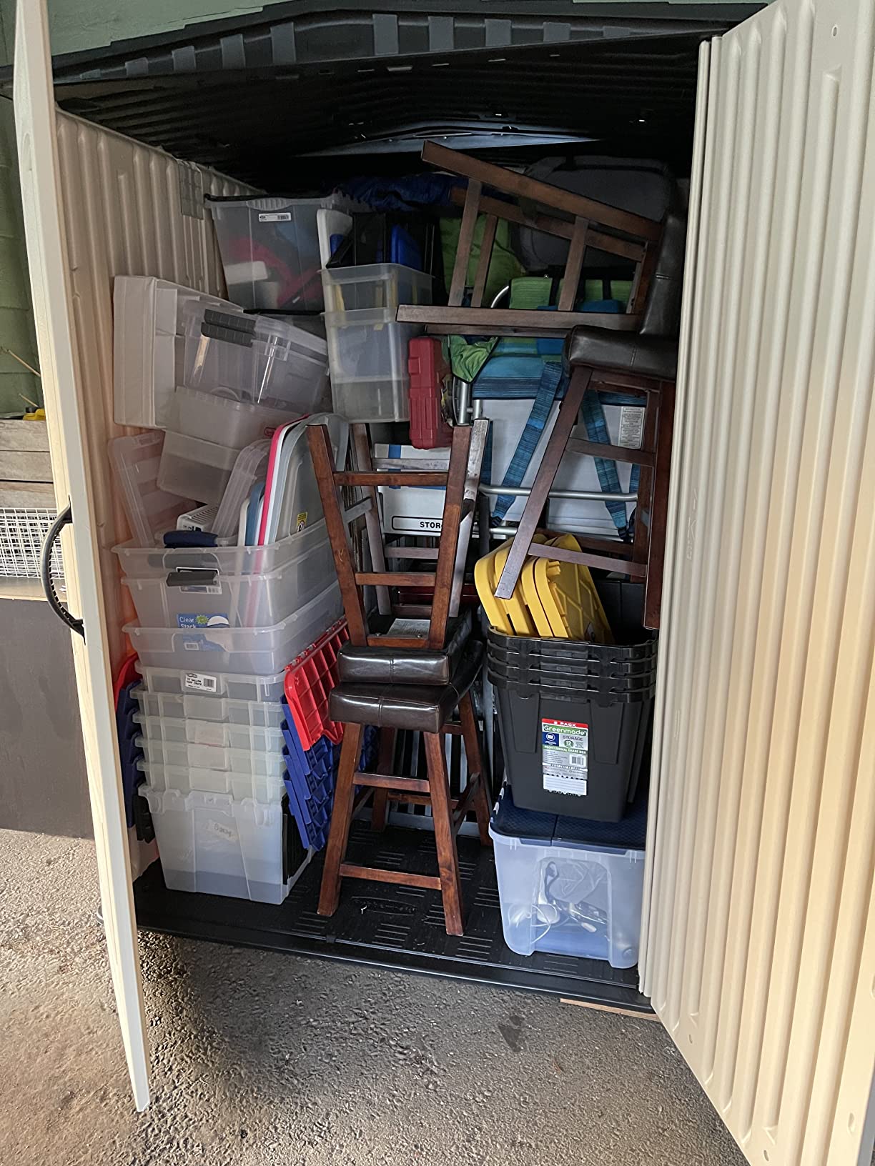 60/mo Finance Rubbermaid Resin Weather Resistant Outdoor Storage Shed, 5 x 4 ft., Sandalwood