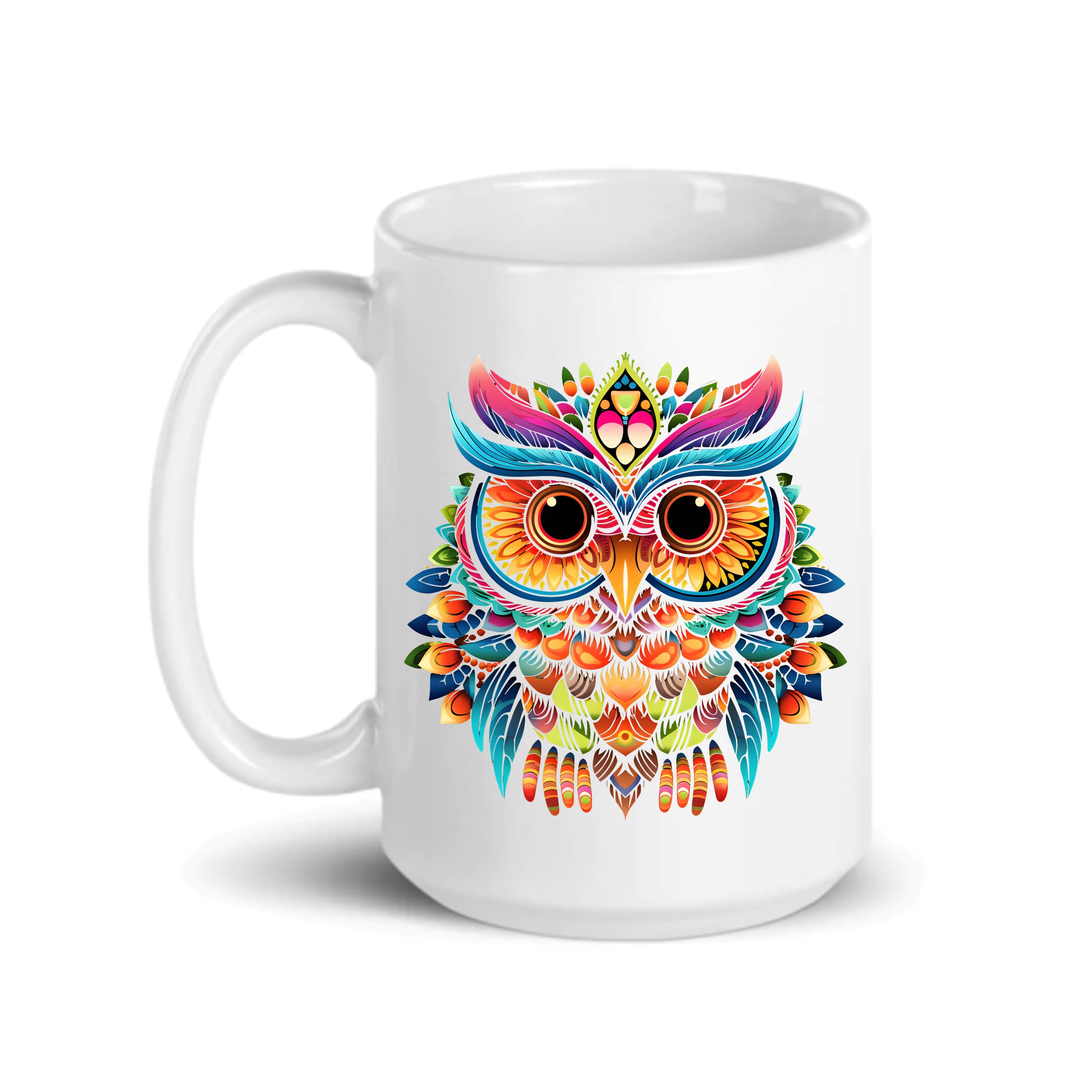 C M Owl Adorable 15 oz Ceramic Coffee Mug - Owl Themed Gift for Men and Women - (Style O1)