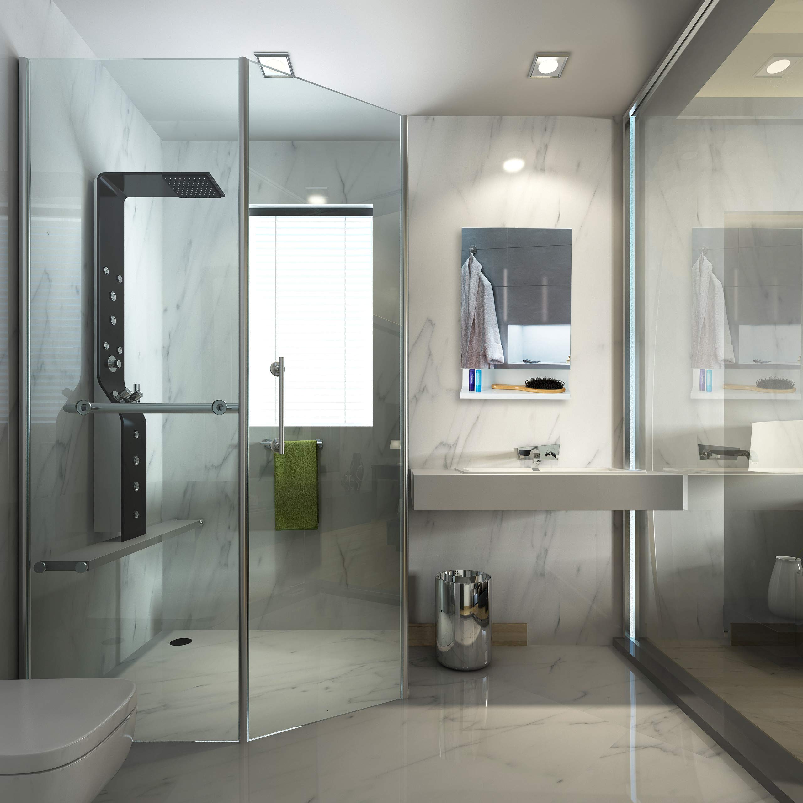 Relaxdays Armario para baño con Espejo, Una Puerta, con Enchufe, Mueble para Pared, Blanco, 55 x 35 x 12 cm