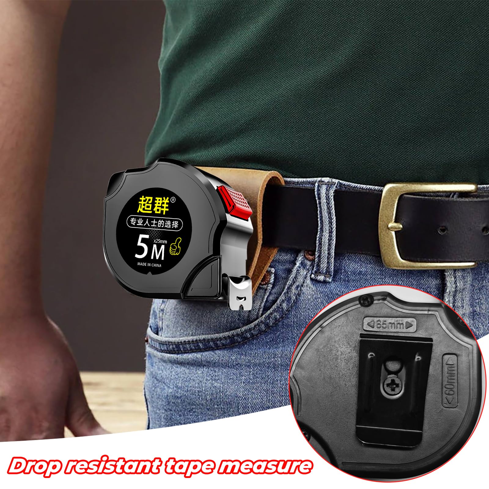 KIPTVO 5M/16.4ft Fluorescent Steel Tape Measure, Tape Measure 5 Metre - Image 2