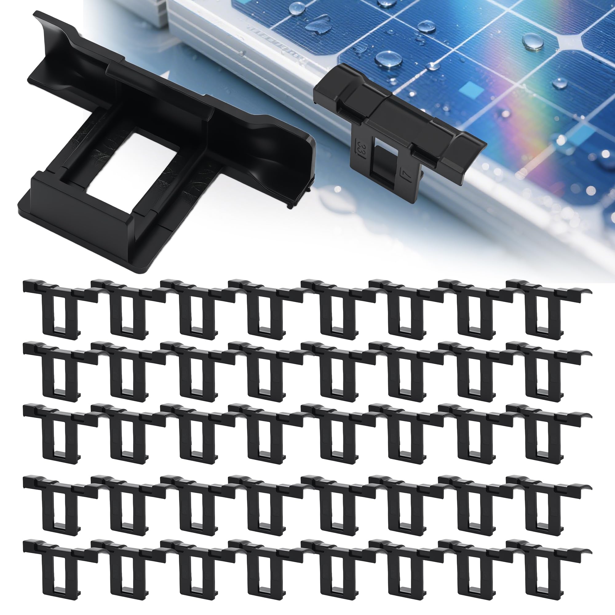 22er-Set Solarpanel-Wasserabfluss-Clips – 30 Mm, Polymer, Für PV-Module, Verhindert Schlammansammlung & Hotspots