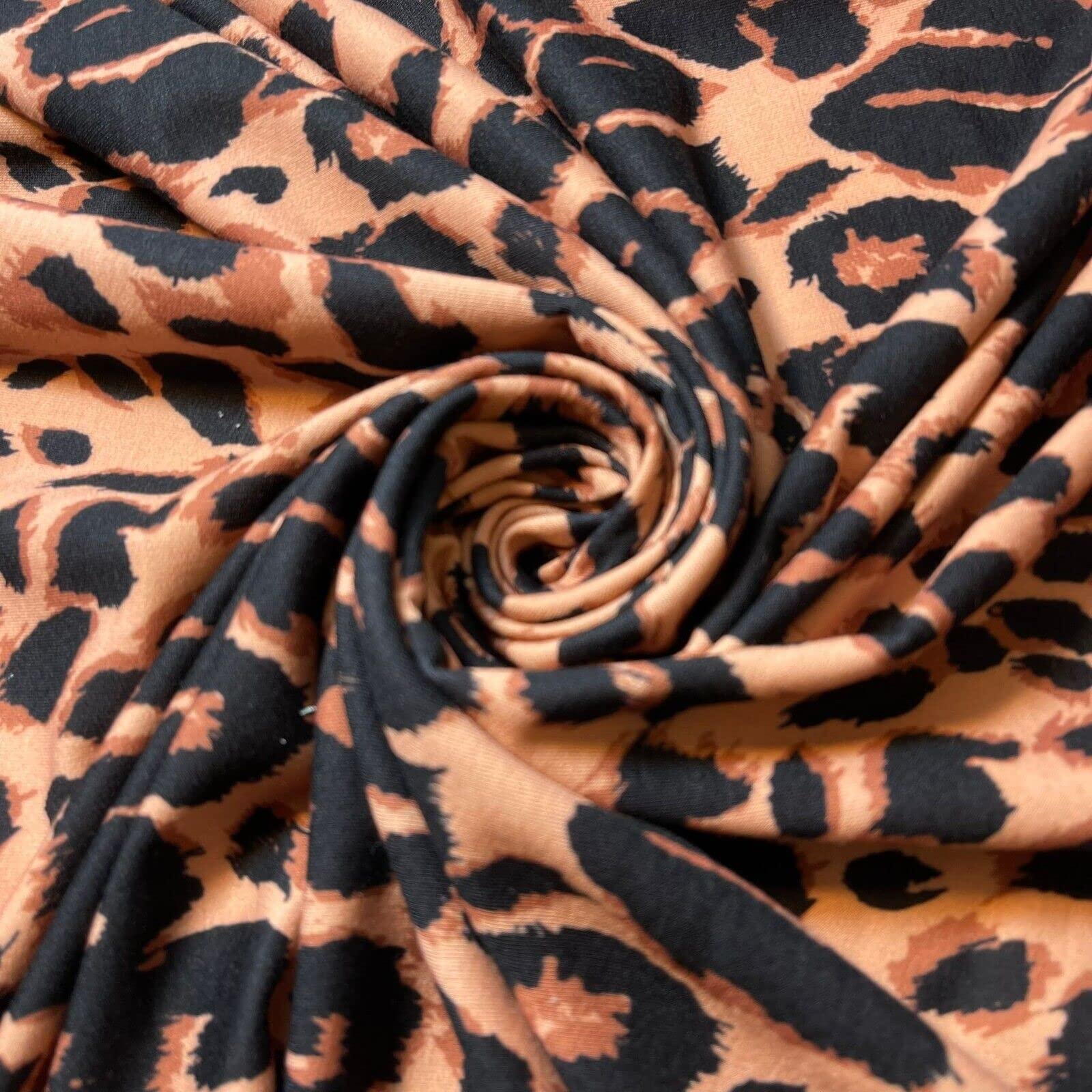 Solid Plain French Terry Loopback Cotton Jersey Fabric 58" - 150cm Wide Sold As 1 Meter Pre - Cut Lengths (Peach Leopard)