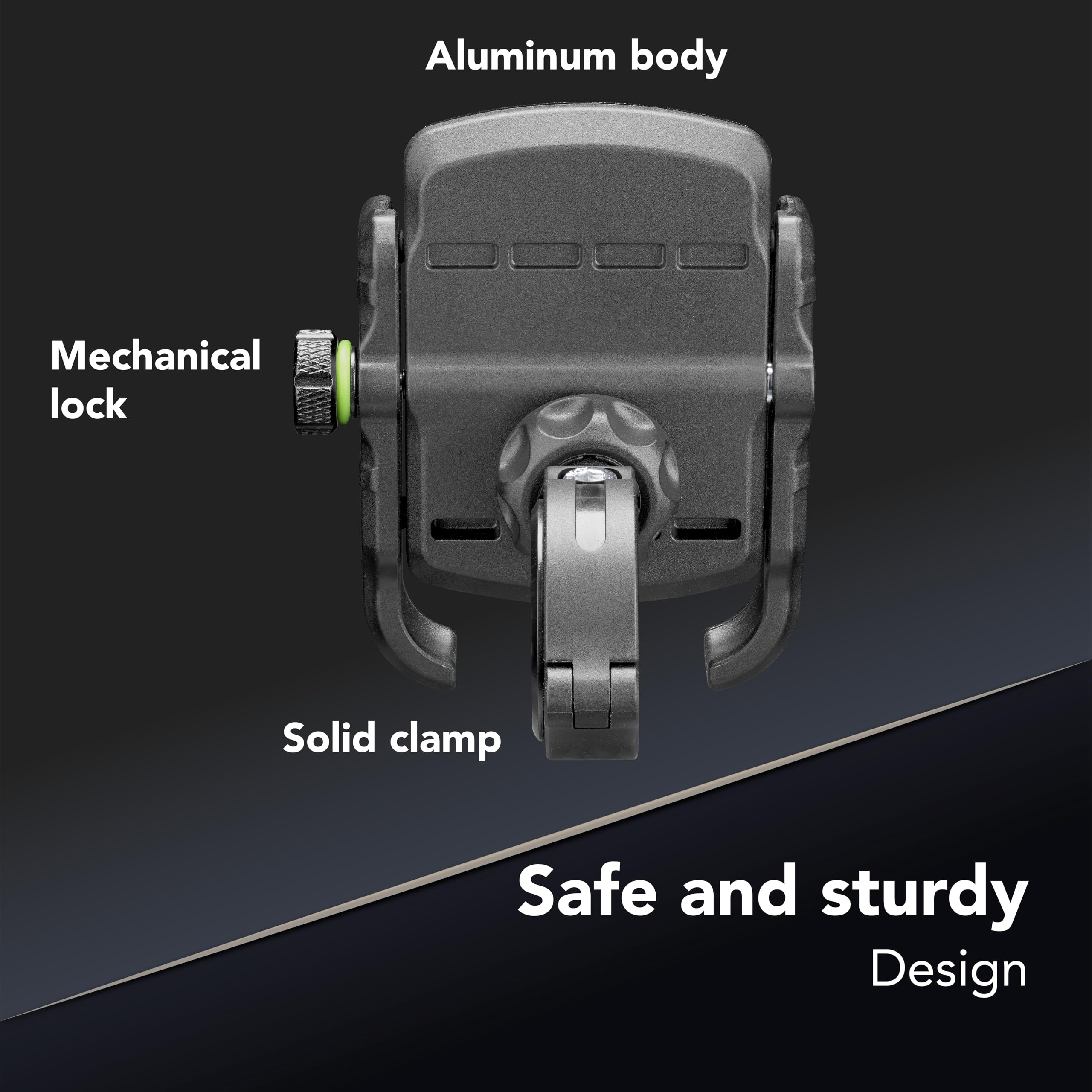 cellularline | Rider Steel – Universal – Aluminium Smartphone Holder for Round Handlebar Motorcycle and Bike – Universal for All Mobile Phones – 360 Rotation – Stable and Solid - 3