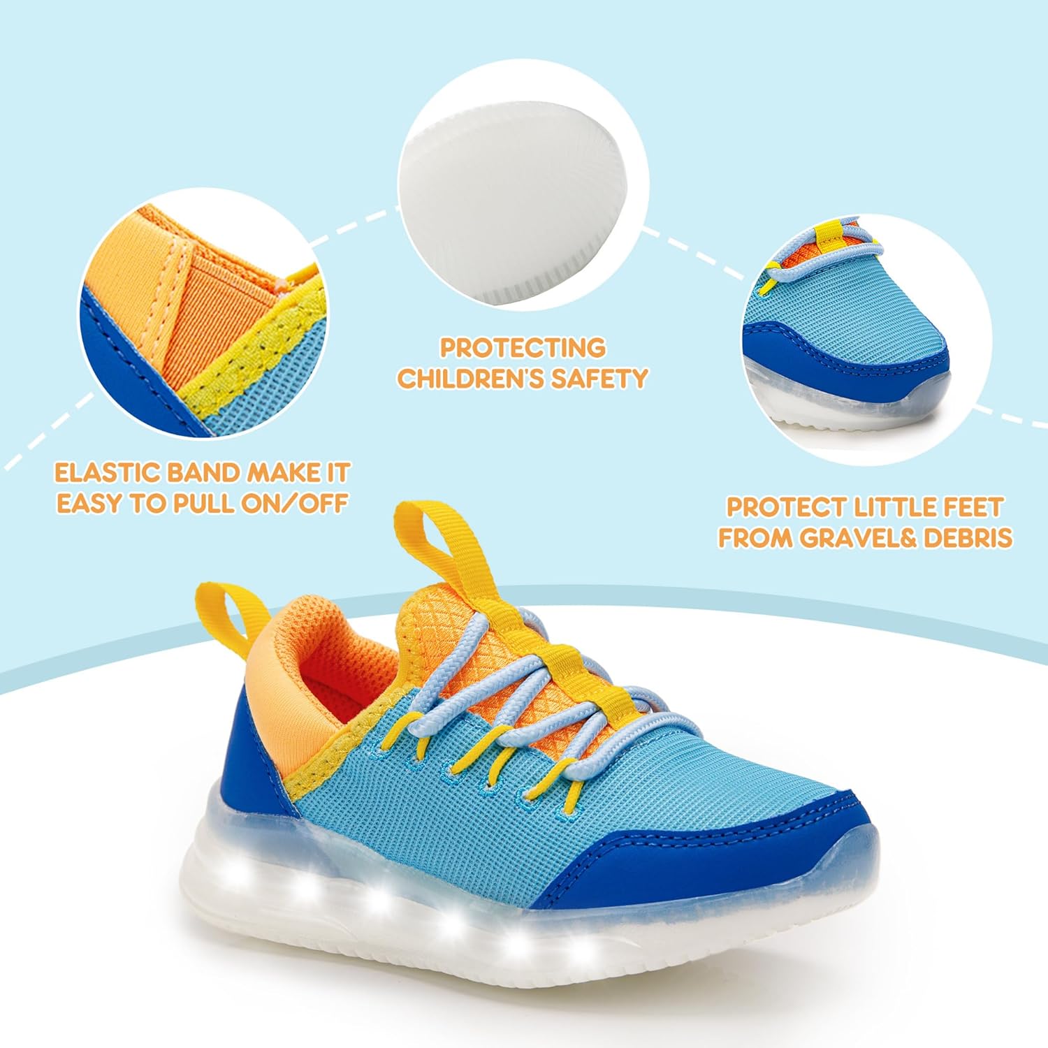 YESKIS Toddler Boys Girls Light Up Shoes Lightweight Mesh Breathable Fashion Led Flashing Walking Running Sneakers for Toddler and Little Kid - Image 4