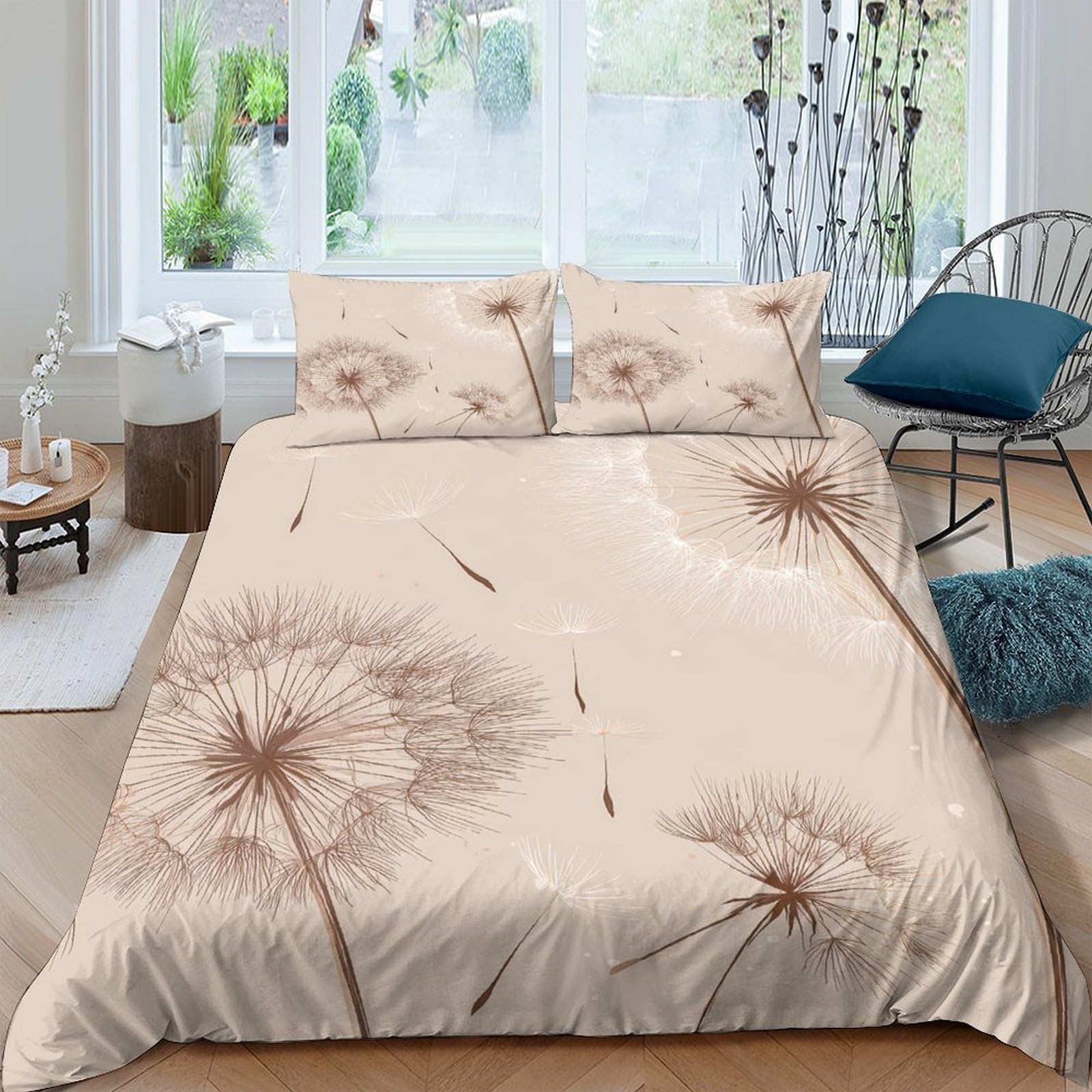Ctjqhvkz Style-8 3D Printed Dandelion Dream Fitted Sheet Microfiber Soft Breathable Floating Seeds Bed Cover Anti-Slip For Bedroom Guest Room Single（135X200cm）