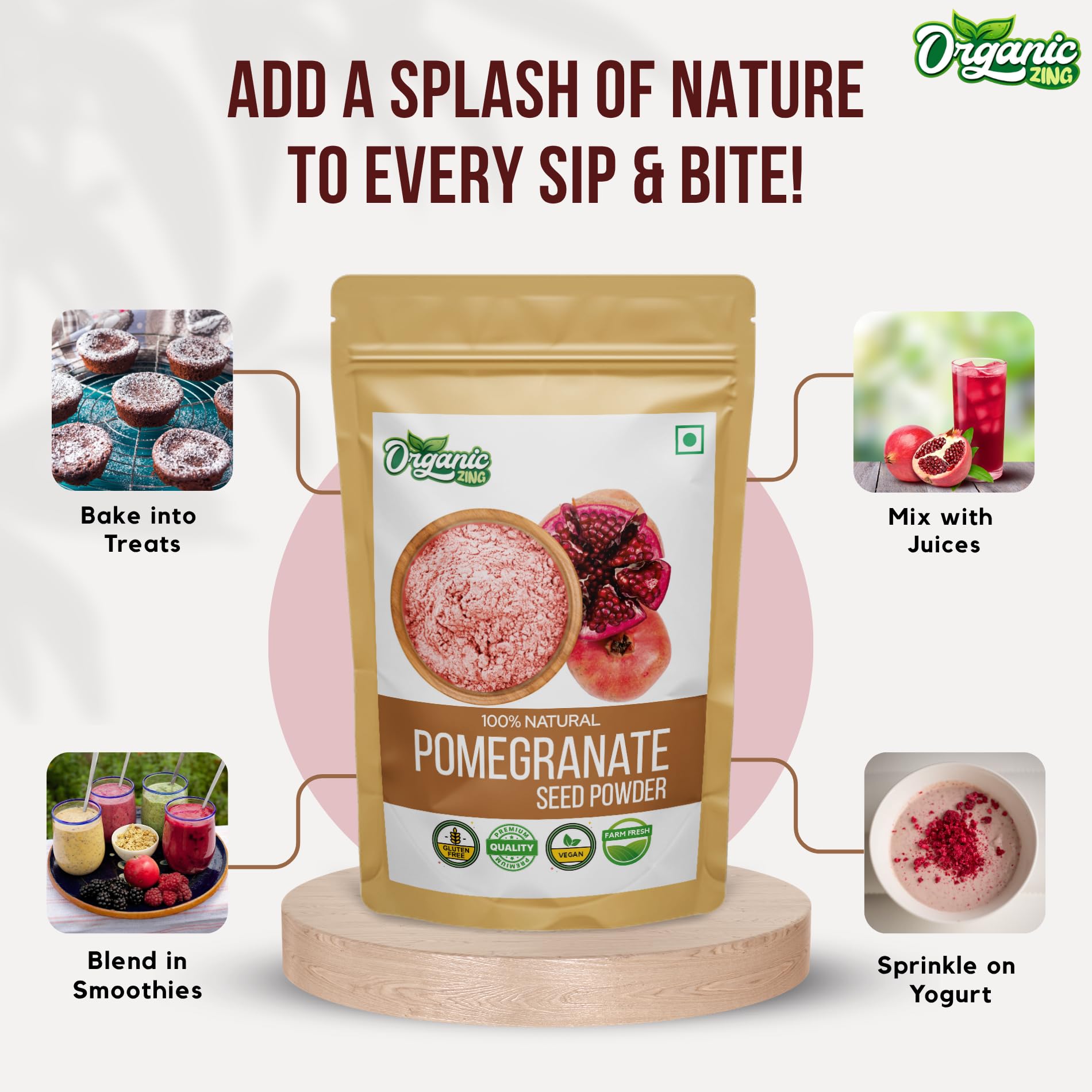 Organic Zing Natural Pomegranate Seed Powder | Plant-Based Superfood | Vegan, Gluten-Free, Farm Fresh | 454g — Amazon image 6