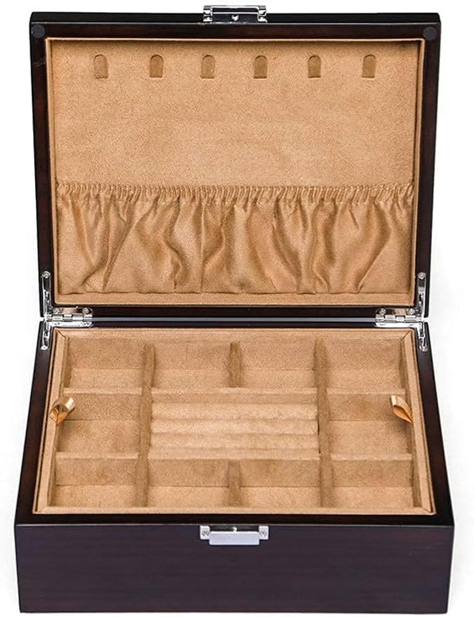 OZBMA Wooden Jewellery Box Double Layer Necklace Ring Earrings Storage Case Multi-Purpose Jewelry Organiser Trinket Box~/