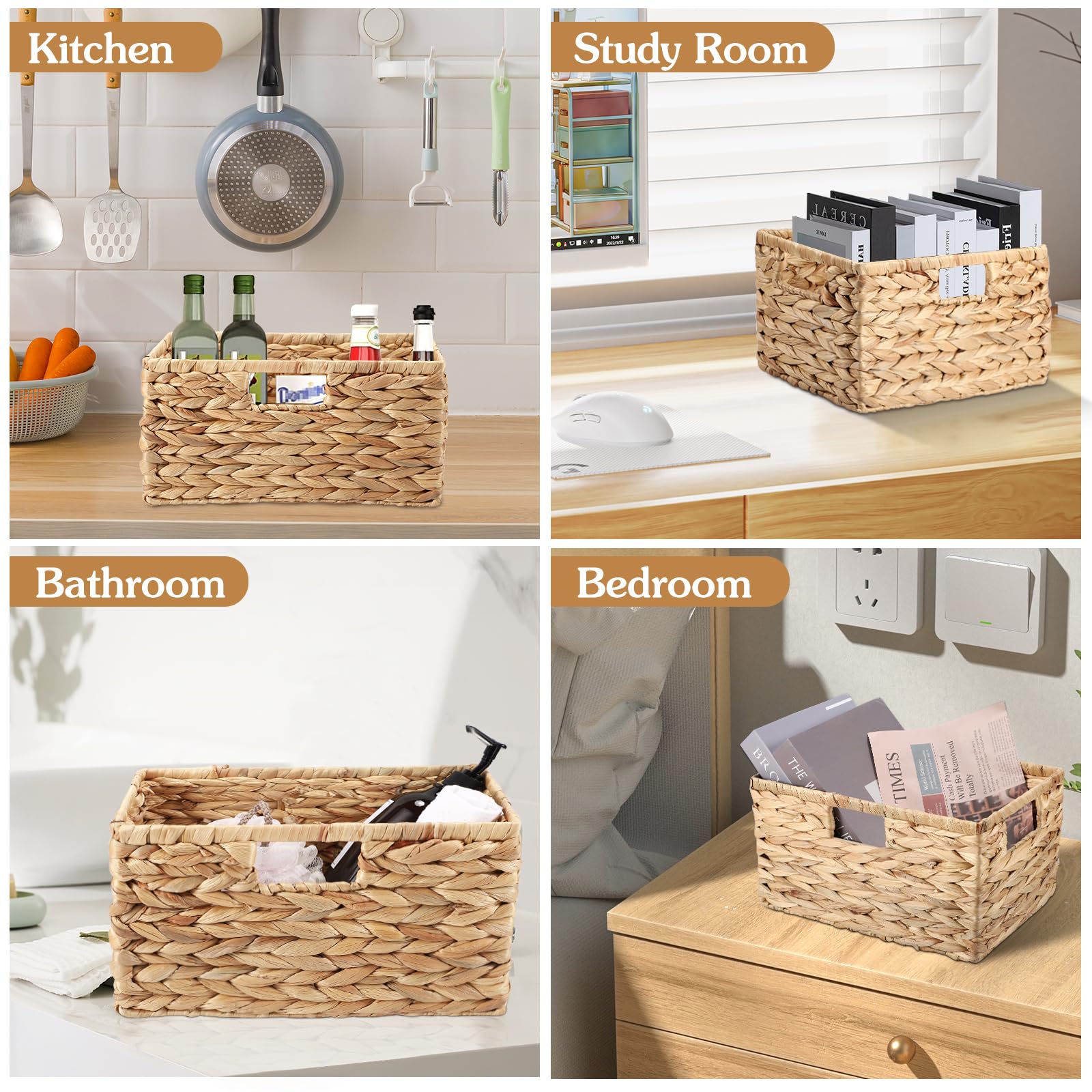 Amazon.com: XLHOMO Wicker Basket, 2 Pack Handwoven Storage Baskets