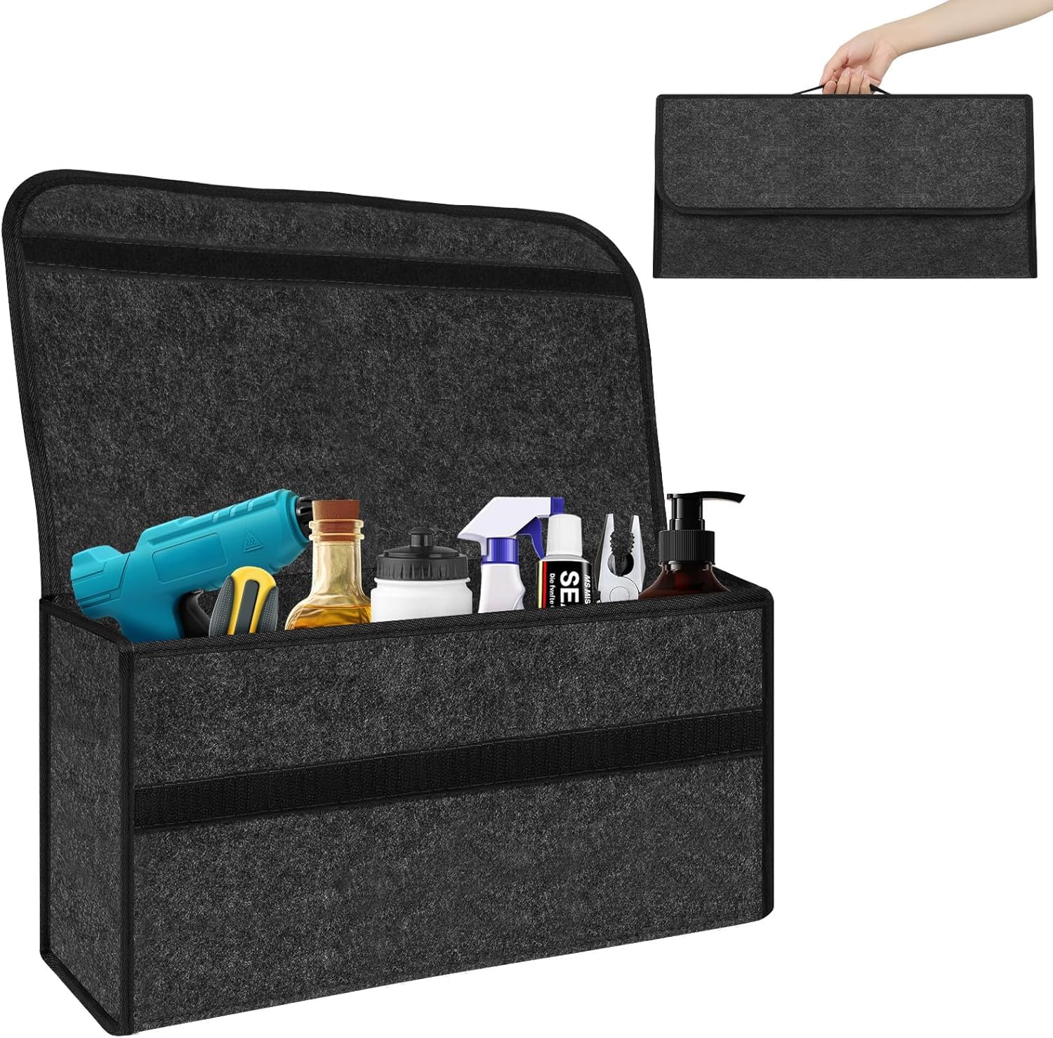 GUOQINGYUANHANG Car Boot Organiser for Nissan Juke/Juke Nismo RS 2010-2025, Foldable Storage Box, Portable Collapsible Trunk Tidy, Heavy Duty Felt Bag, Large Capacity