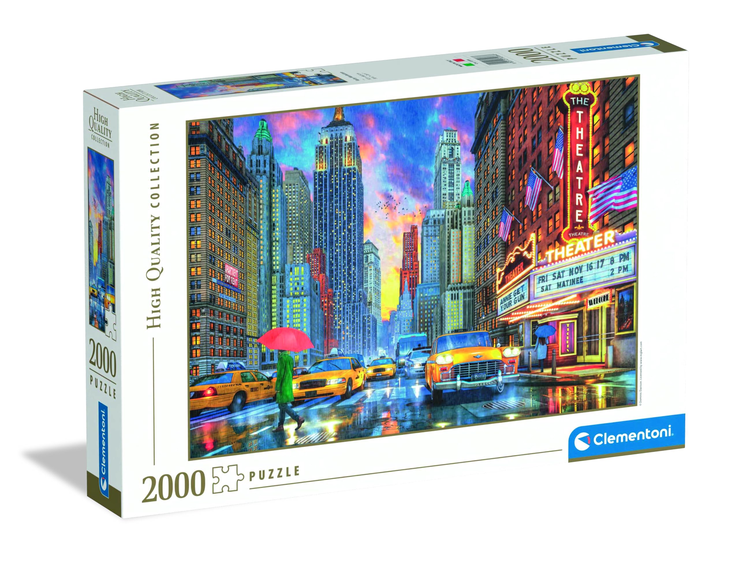 Clementoni - 32086 Jigsaw Puzzle 2000 Pieces for Adults and Children, Illustration with Rainy Manhattan Cityscape, Gift Idea, Made in Italy, 97.5 x 66.7 cm