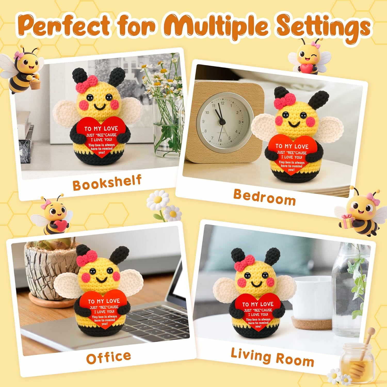 To My Love - Funny Valentines for Him, Boyfriend, Husband, I Love You Gifts for Her Girlfriend Wife, Valentines Anniversary Birthday Gifts for Couples, Just Because Gift Cute Handmade Crochet Bee - Image 10