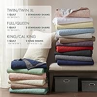 Vista 5 de Madison Park Juego de edredón reversible de damasco acolchado, edredones rellenos de algodón, para todas las estaciones, edredón grande y cálido