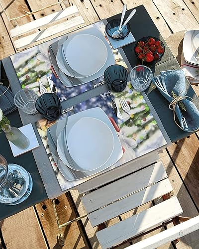 Miniatura 4 de Cottage Snowman Table Placemats for Dining Table Set of 6,Cotton Linen Cloth Kitchen Place Mats with Pocket,Washable Burlap