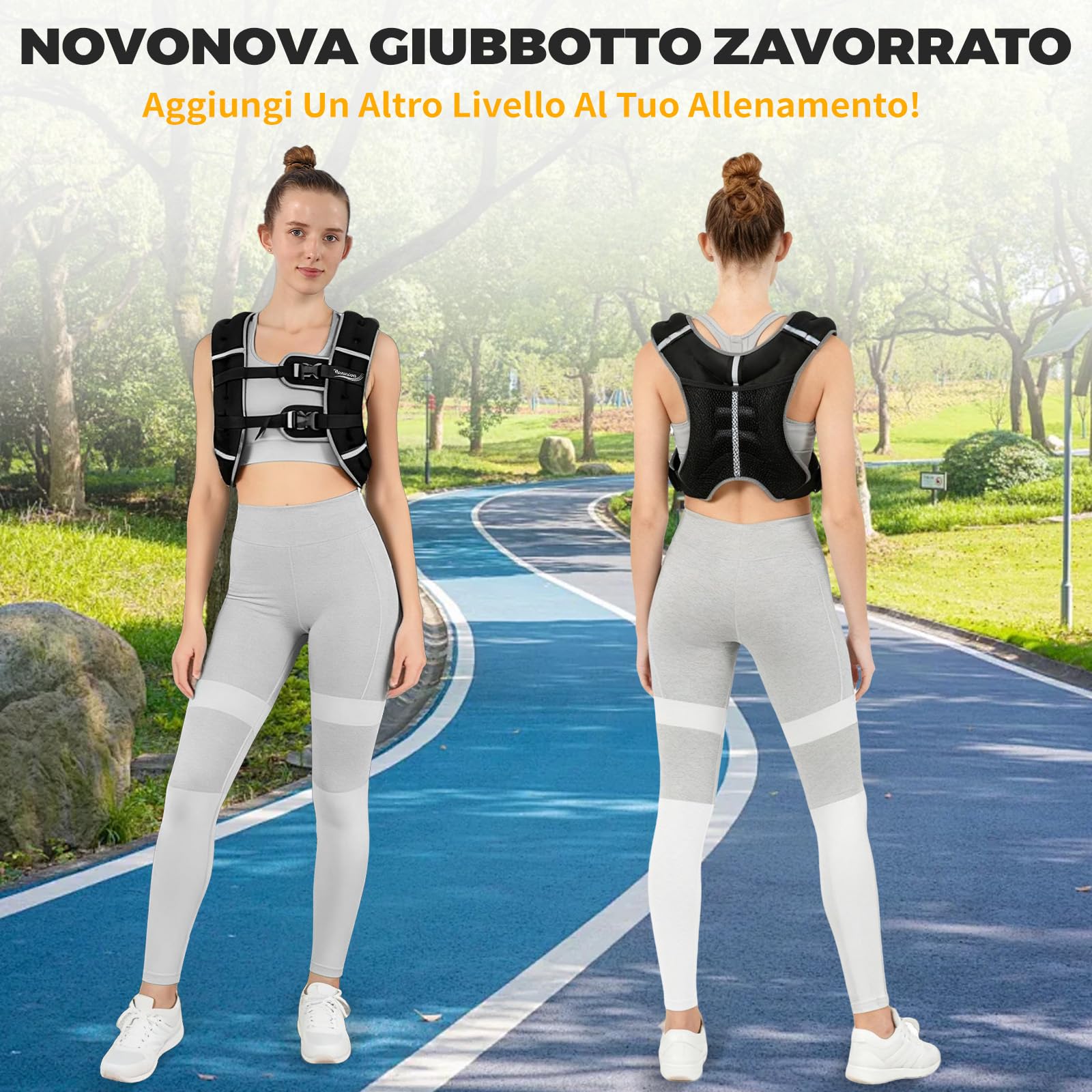 3/5/8/12 KG Giubbotto Zavorrato per Donne e Uomini, Gilet Zavorrato Regolabile con Strisce Riflettenti Weighted Vest per Allenamento