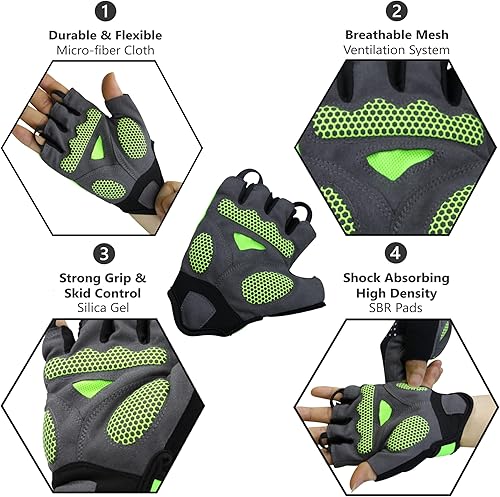 Miniatura 3 de Guantes de ciclismo para bicicleta de montaña para hombre, amortiguadores de gel SBR acolchados, palma antideslizante, ultra transpirables