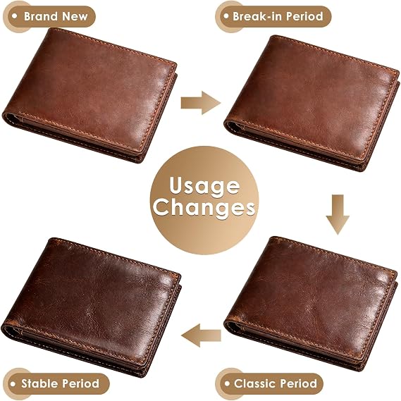 GSOIAX Top Grain Leather Wallet for Men Slim RFID Blocking Premium Crazy Horse Bifold Handcrafted Vintage 11Card Slots 2 ID Windows & 2 Cash Pockets Gift Box Packaging for Him (Brown)