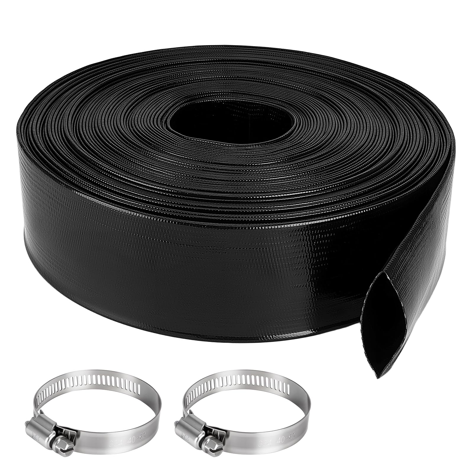 Manguera de retrolavado de piscina de 2 pulgadas x 100 pies, manguera de drenaje de piscina resistente, color negro (100 pies)