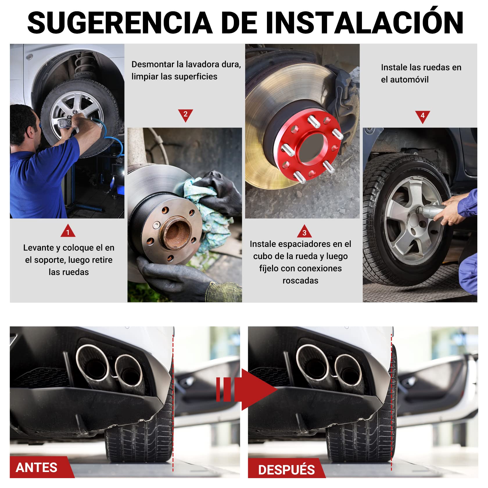 CarBole Separadores de Ruedas para Coche 5x120mm & 20mm con Perno: M12x1.5 | Central de Orificio : 72,56 mm Compatible con BMW, etc. (2 Piezas | Rojo | Número de Agujeros 10)