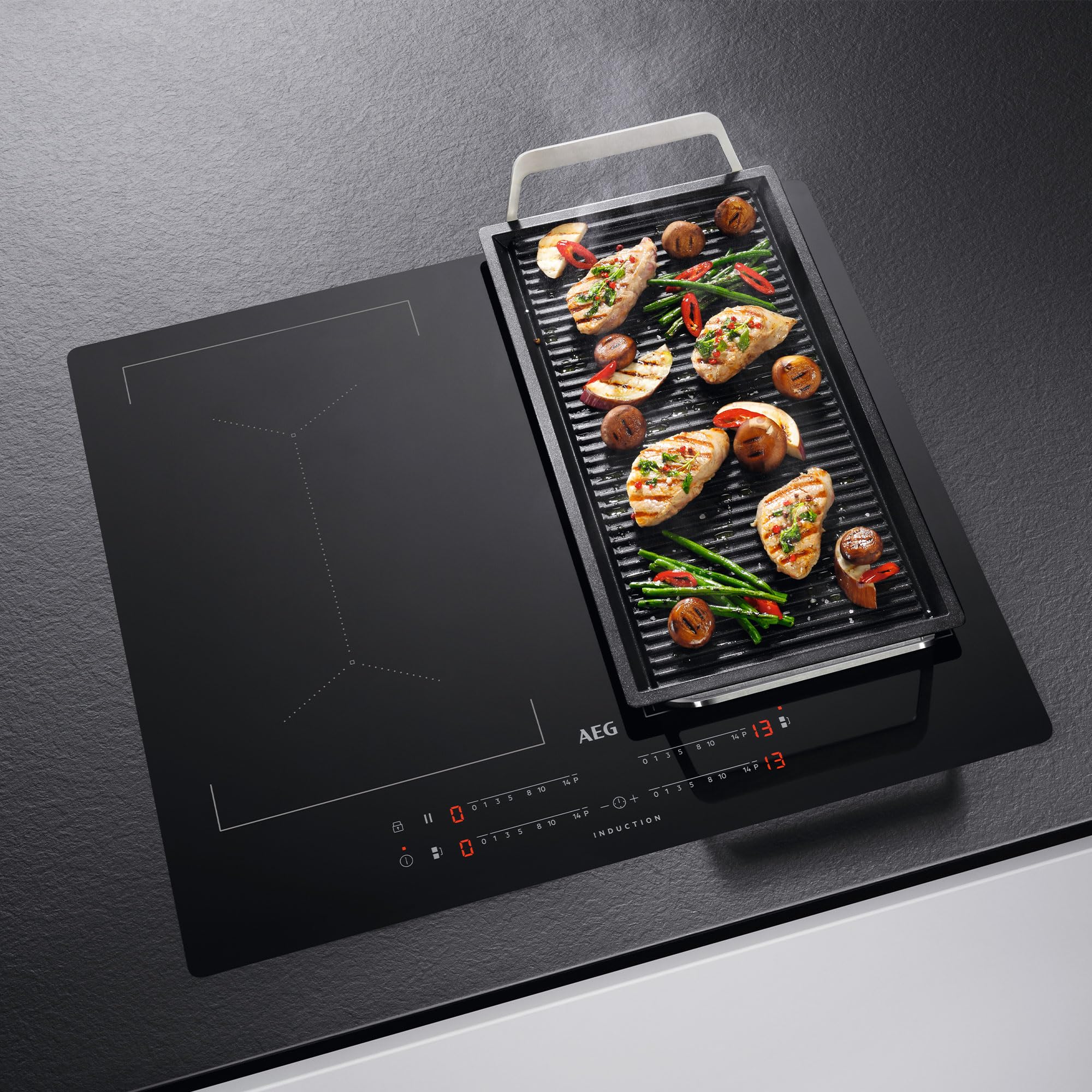 AEG Serie 6000 MultipleBridge Piano Cottura a Induzione 4 Fuochi da Incasso, IKE64453IB Superficie Antigraffio e Funzione AutoMax, 4 Zone di Cottura, 60 cm di larghezza, 580x510 mm, Nero