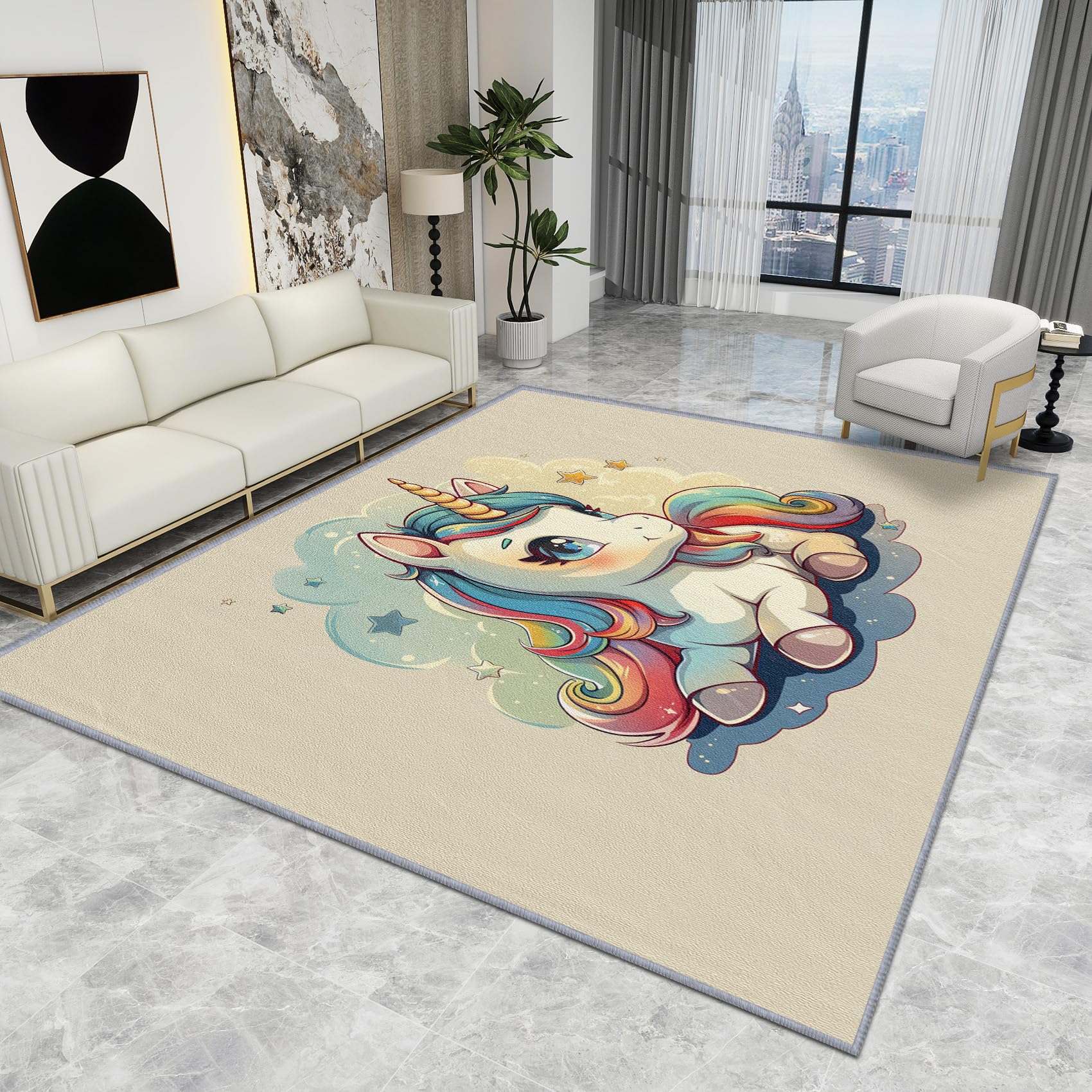 Unicorn Rug for Girls Bedroom - Unicorn Rug - Cute Cartoon Fantasy Animal Rainbow Rugs, Kids Girls Nursery Carpet, Washable Rug Non Slip Large Area Rugs, Unicorn Home Decor Gifts, 160 X 230 cm