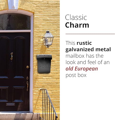 Miniatura 8 de NACH Buzón con bloqueo, 13.9 x 3.93 x 10.6 pulgadas, buzón negro con cerradura, soporte de pared para buzón colgante - El buzón con cerradura Emily
