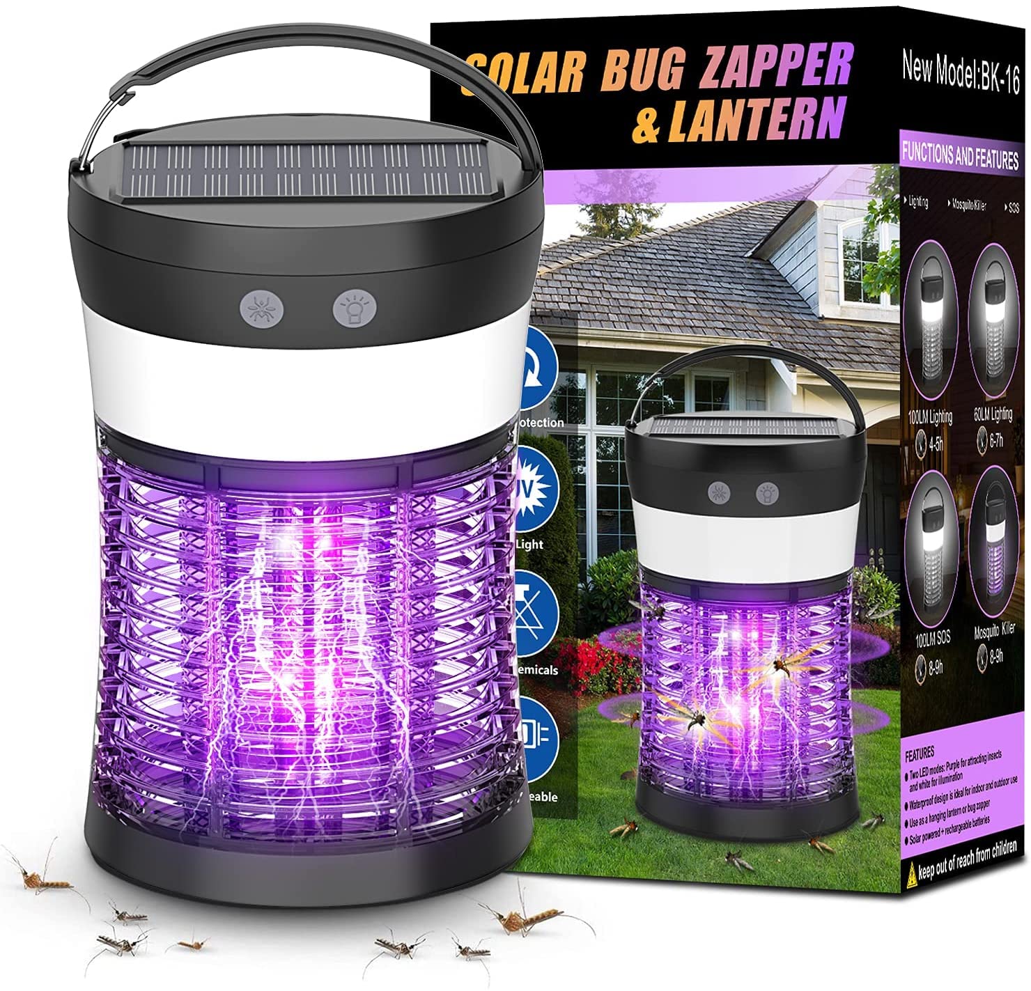 Buy Solar Bug Zapper Outdoor Indoor, Zechuan Electric Mosquito Zappers