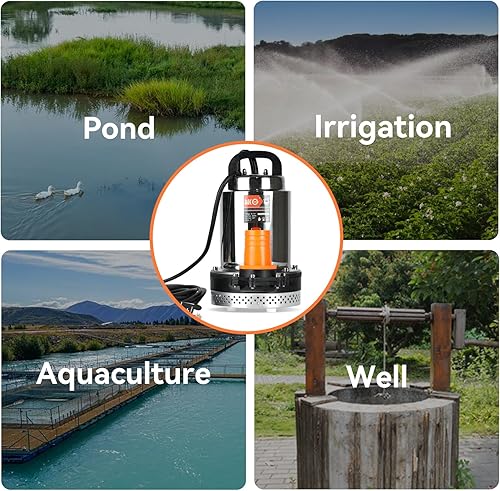Vista 20 de BACOENG Bomba de agua solar de 12V DC Farm & Ranch Bomba de pozo sumergible 20FT de elevación