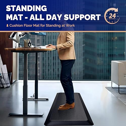 Miniatura 2 de FEATOL Tapete antifatiga para estar de pie, 910 extra grueso, ergonómico para escritorio de pie, tapete cómodo y duradero de espuma viscoelástica