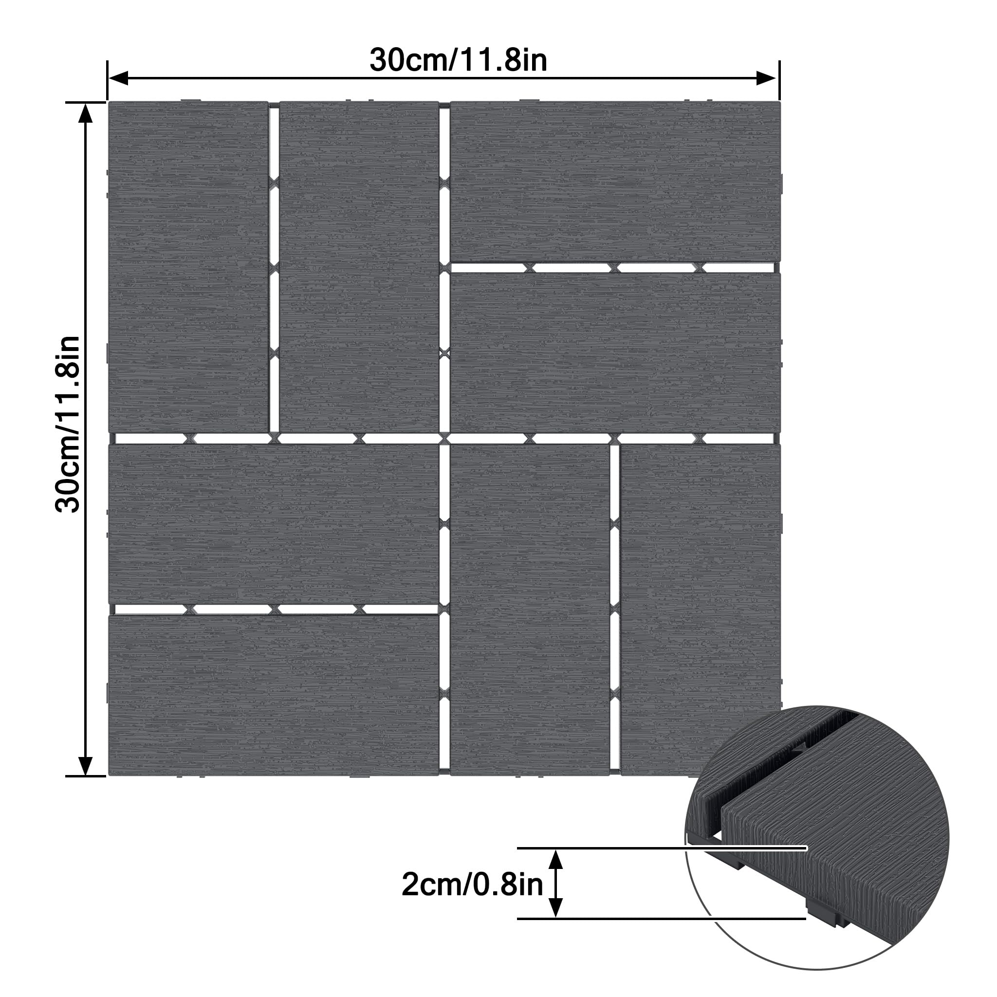 YRHome 5 m² – 55 płytek o wyglądzie drewna, płytki balkonowe, na klik, 30 x 30 cm, płytki tarasowe, odporne na działanie warunków atmosferycznych, antypoślizgowe płytki podłogowe, na taras, balkon